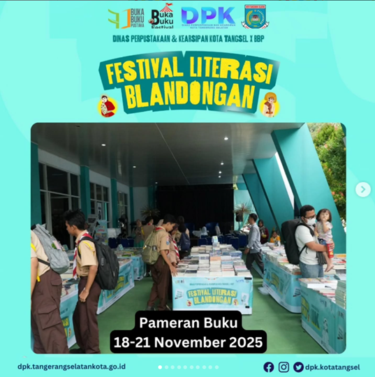 Pameran Buku di Festival Literasi Blandongan 18-21 November Tahun 2025 Dinas Perpustakaan dan Kearsipan Kota Tangerang Selatan