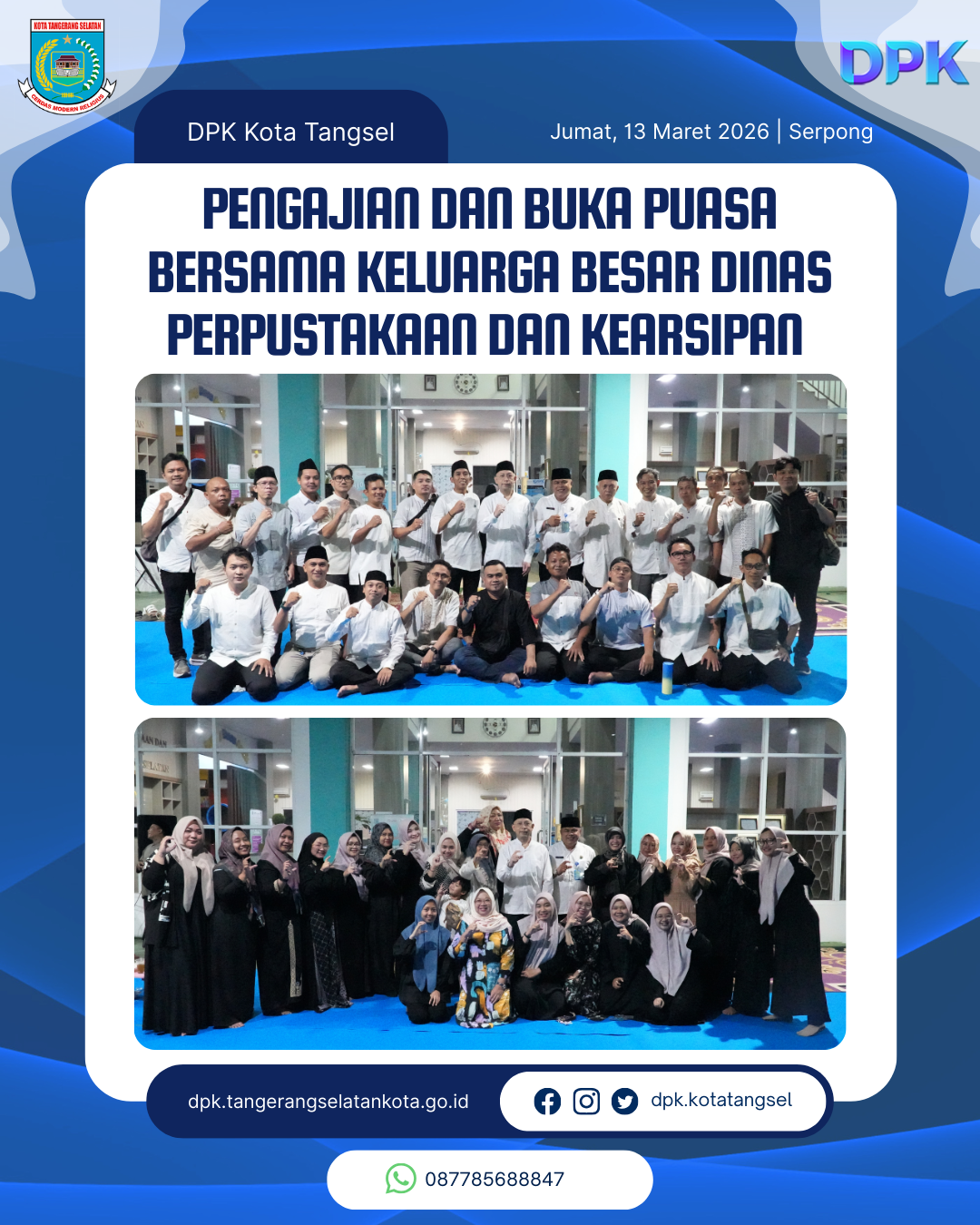 Dinas Perpustakaan dan Kearsipan Kota Tangerang Selatan menggelar Pengajian dan Buka Puasa Bersama